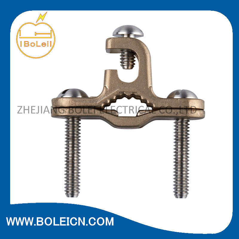 Bare Wire Ground Clamp (Solid Brass with Stainless Steel Screws)
