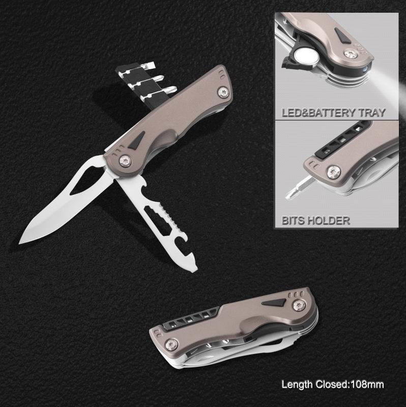 Multi Function Pocket Knife with LED Flashlight (#6205AS)