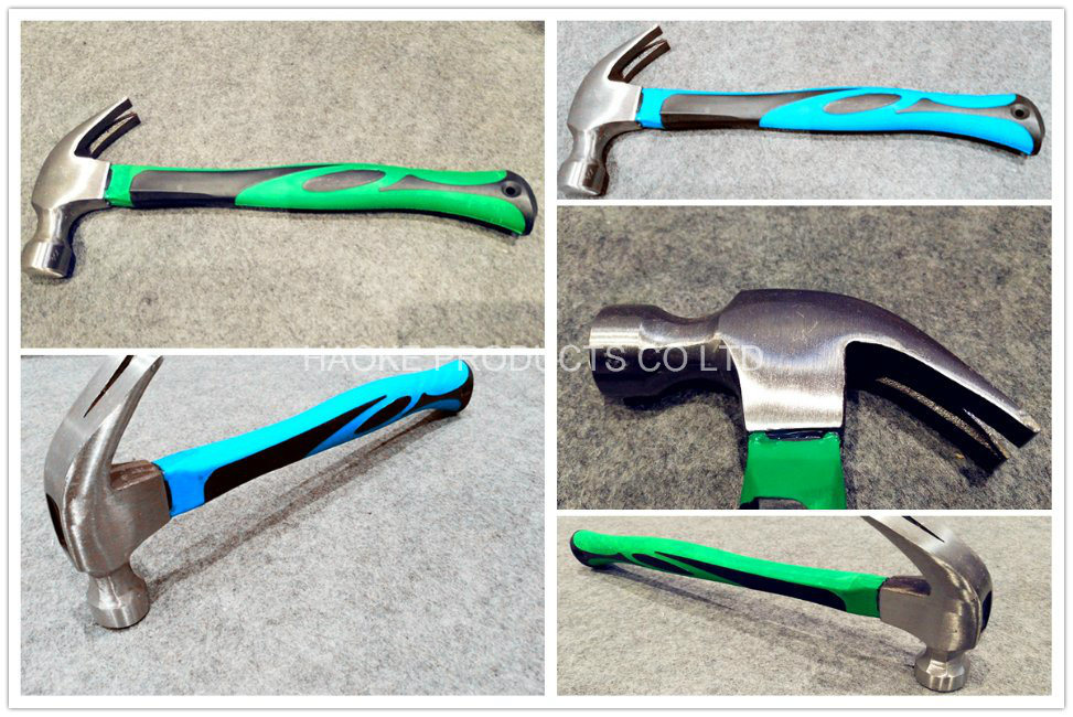 China Manufacturer 8oz Forged Steel Claw Hammer with Double Color Plastic Handle in Tools