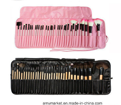 Professional Makeup Brush Set Black Pink Synthetic Hair Wood Handle Mini Cosmetic Brush Set 32PCS