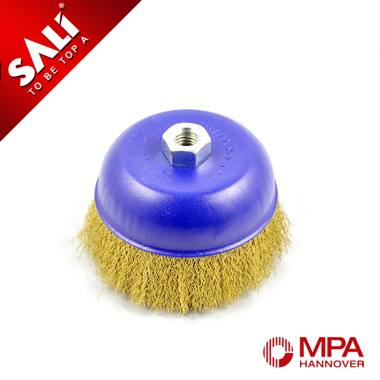 Abrasive Brass Crimped Wire Cup Brush with Hcs Wire