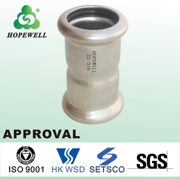 Top Quality Inox Plumbing Sanitary Stainless Steel 304 316 Press Fitting Guangzhou Building Materials Kind of Connection The Pipe Water Pipe Connector