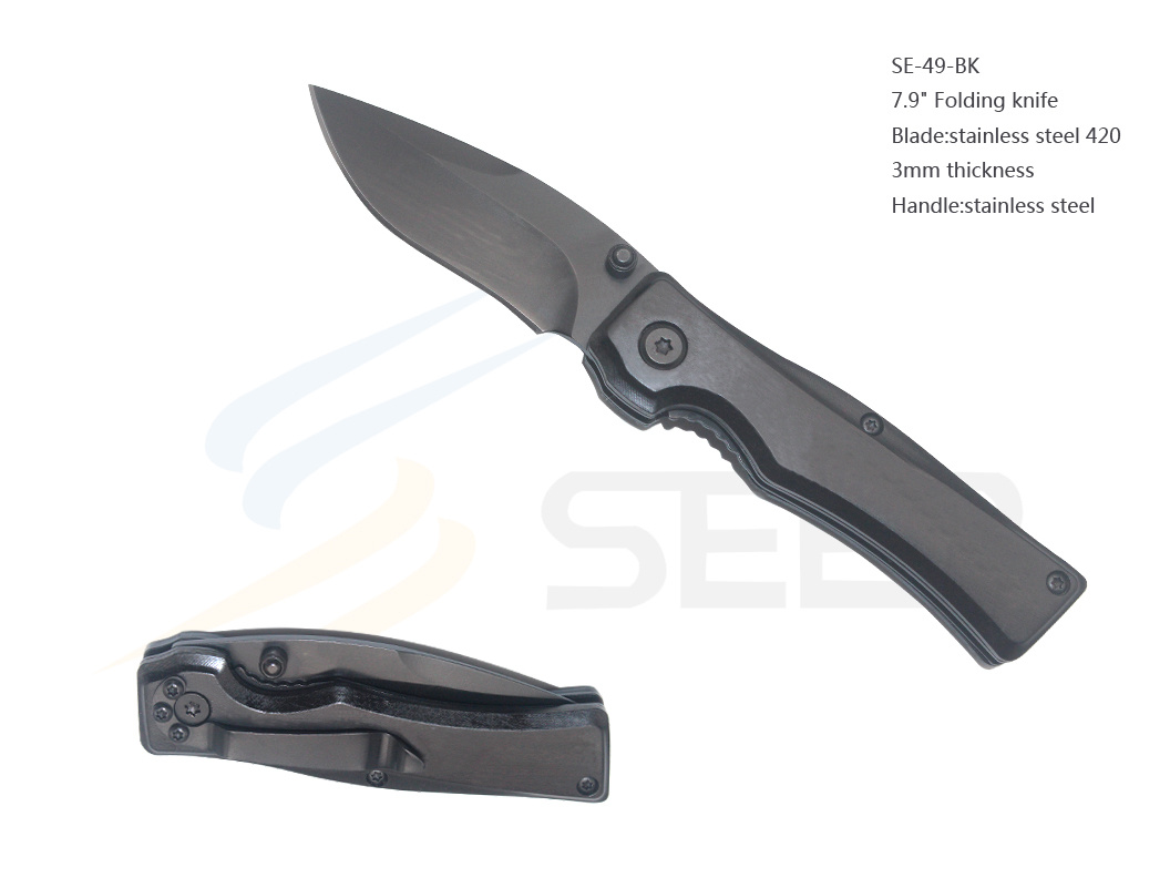 420 Stainless Steel Folding Knife (SE-49-BK)