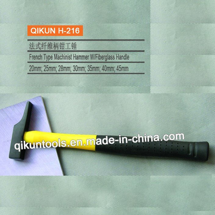 H-216 Construction Hardware Hand Tools French Type Machinist's Hammer with Fiberglass Handle