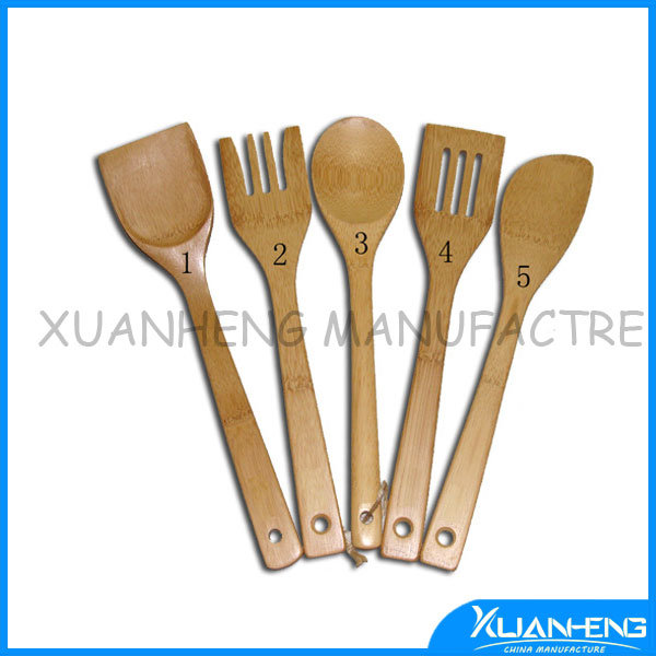 5PCS Bamboo Spoon Fork Knife Sets