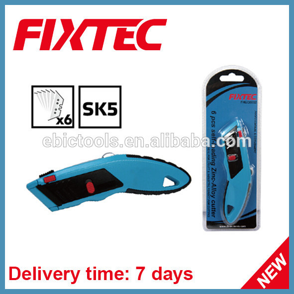 Fixtec Hand Too Hardware High Quality Heavy Duty Zinc-Alloy Utility Knife with 6PCS Sk5 Blades