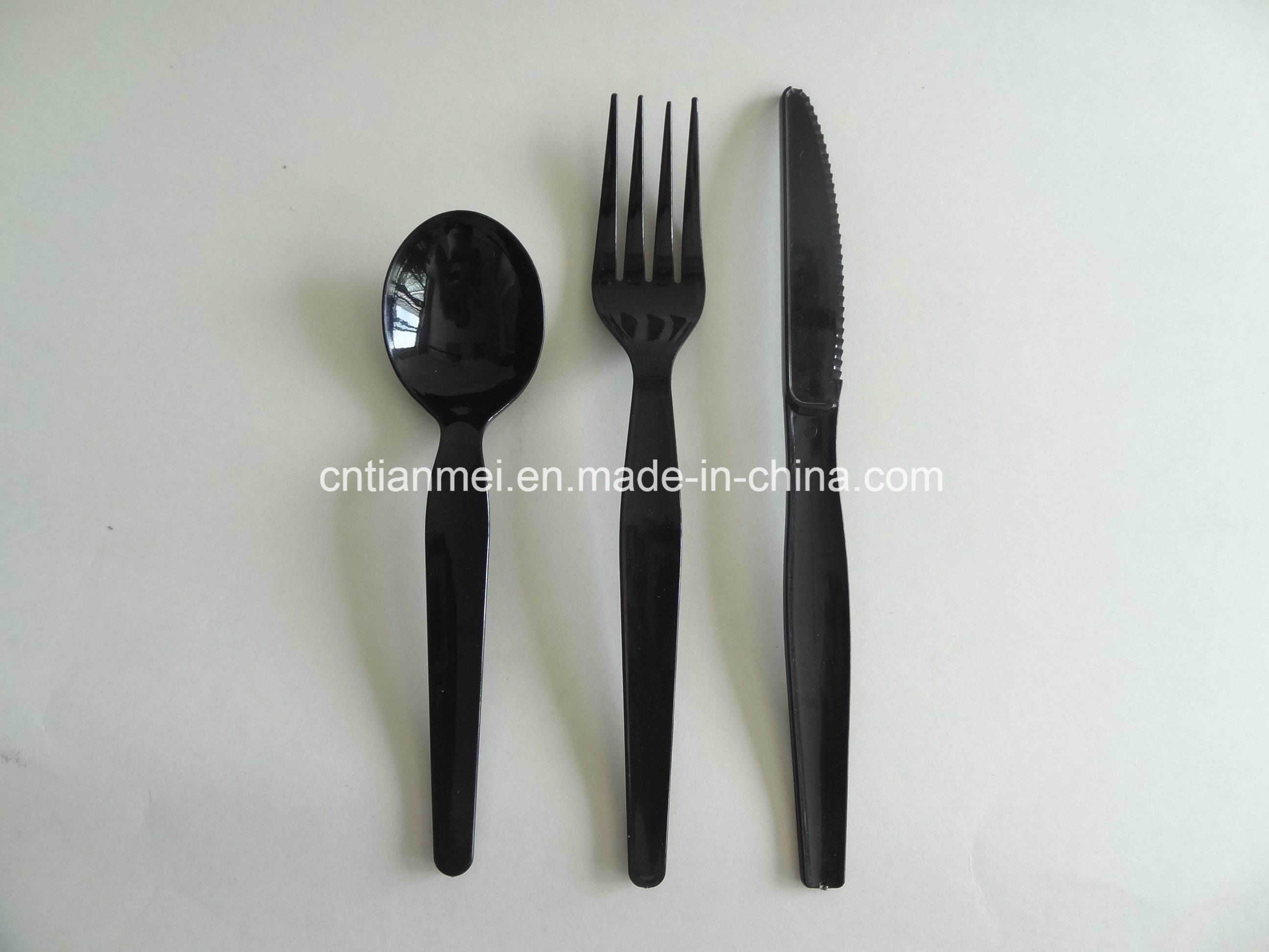 Black Disposable Plastic Cutley, Fork, Spoon and Knife