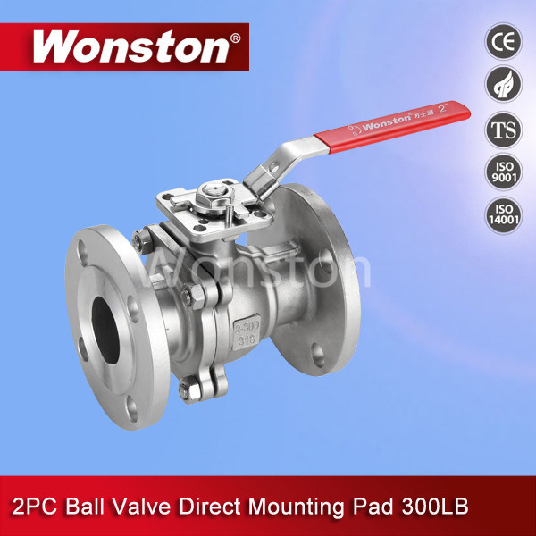 2PC Flange Ball Valve with Direct Mounting Pad ASME 150lbs