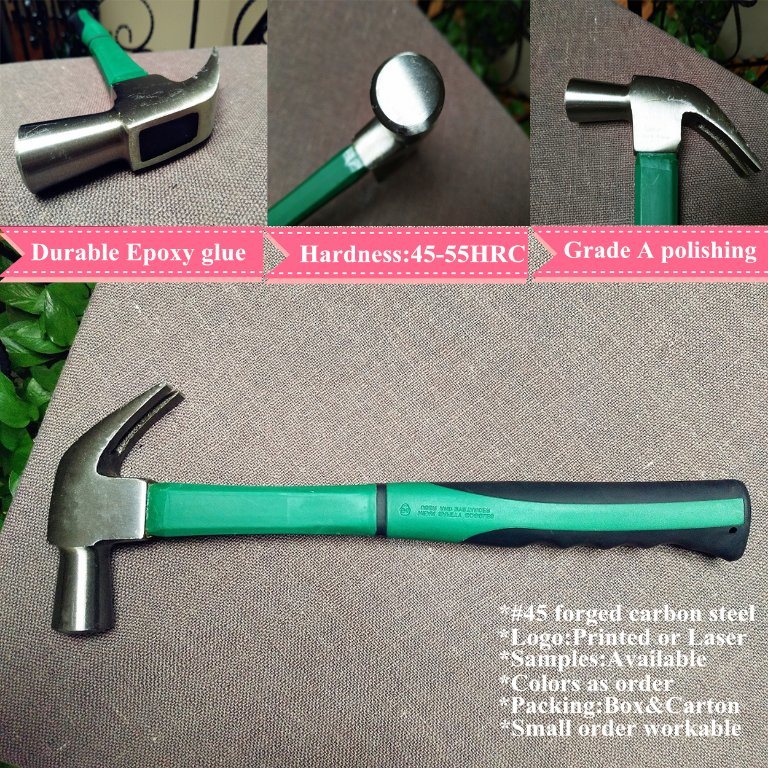 21mm Forged Steel British Type Plastic Coated Handle Claw Hammer