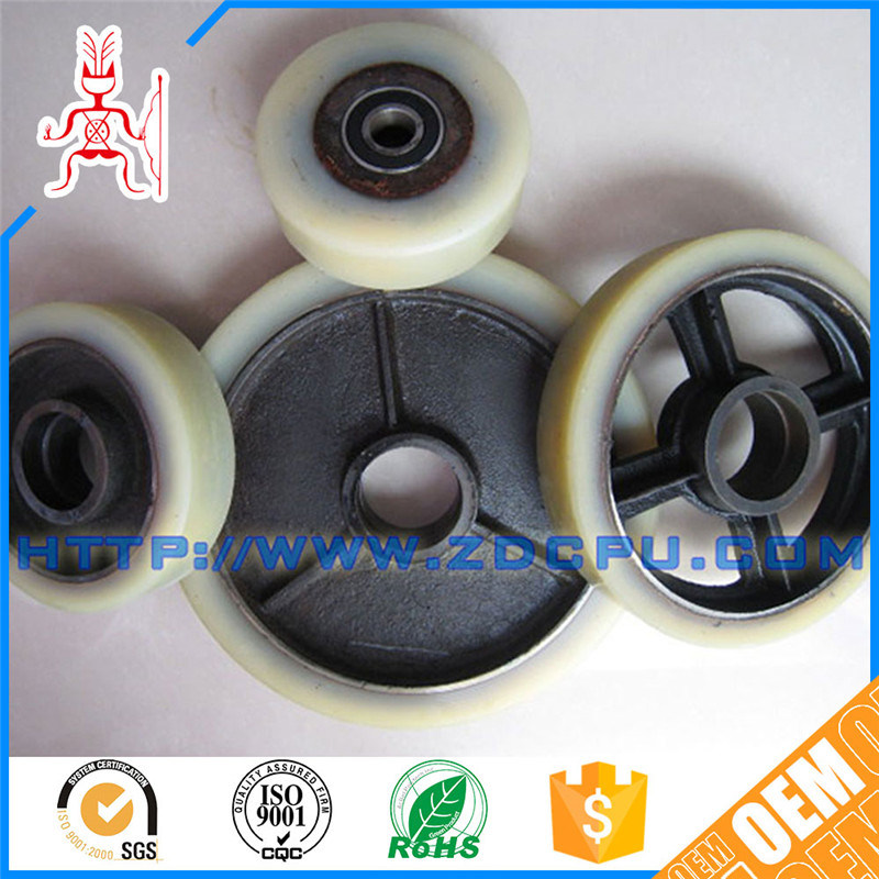 Wear Resistant Rubber Covered Roller Wheel / Industrial Caster with Metal Core for Machinery