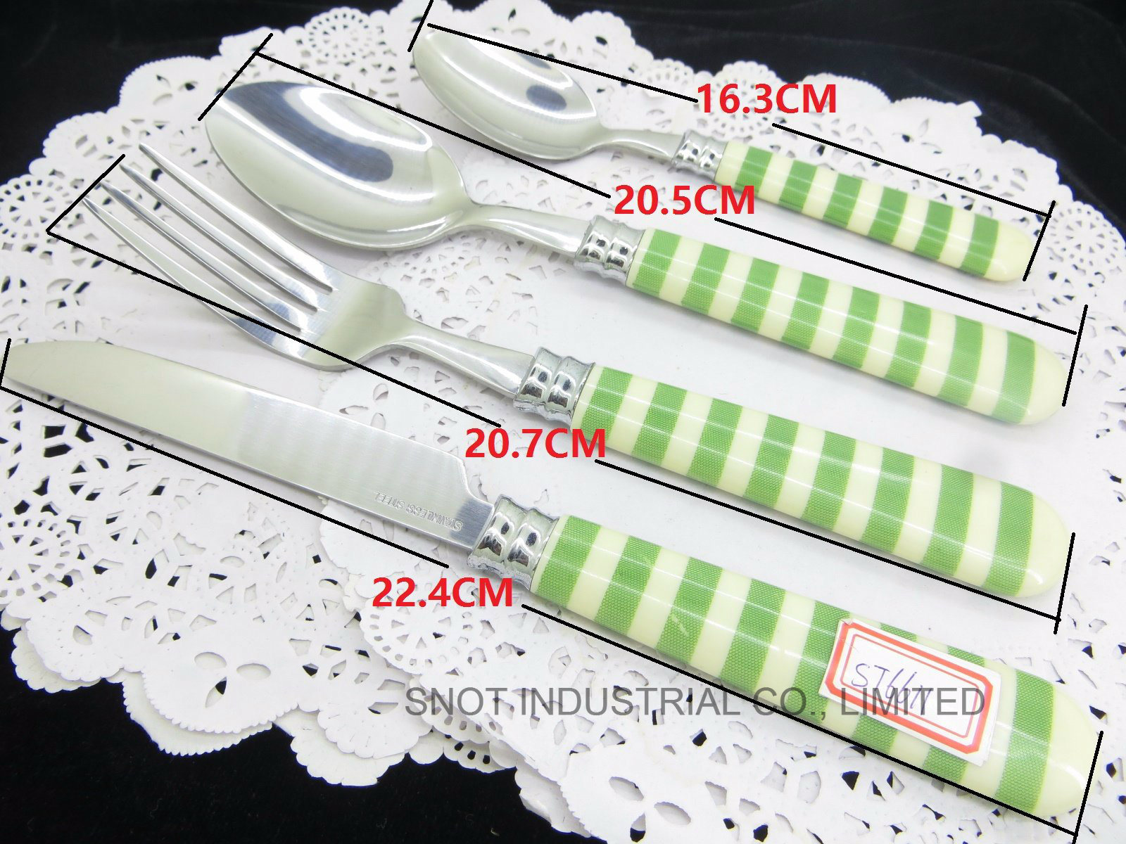 24PCS Printing-Pattern Plastic Handle Cutlery Fork Spoon Knife