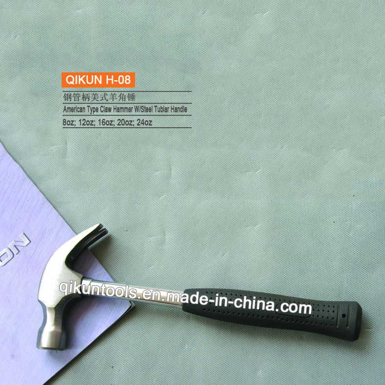 H-08 Construction Hardware Hand Tools Steel Tublar Handle American Type Claw Hammer