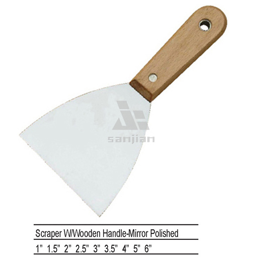 Sjsl38 Carbon Steel Polished Wood Handle Putty Knife