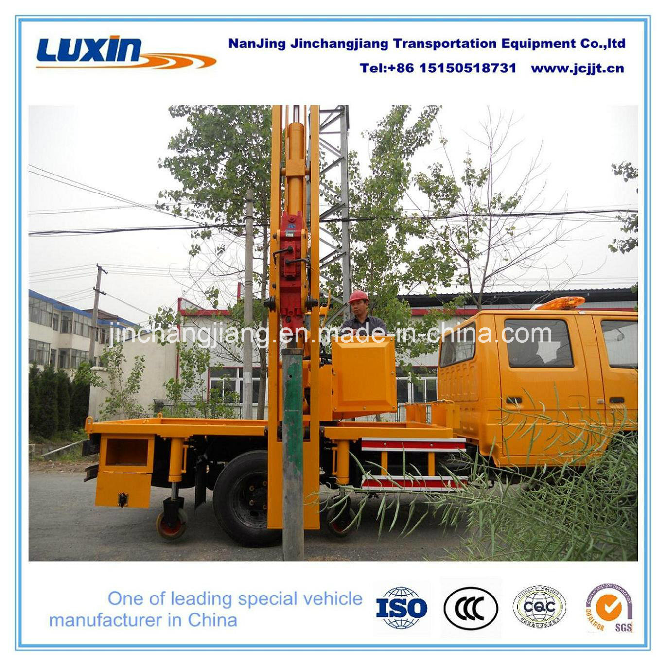 Guardrail Post Driving Truck with Hydraulic Impact Hammer for Steel Guardrail Post