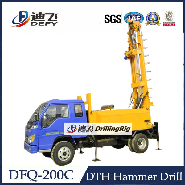 Dfq-200c 200m Drilling Rig with Air Drill Hammers and Bits