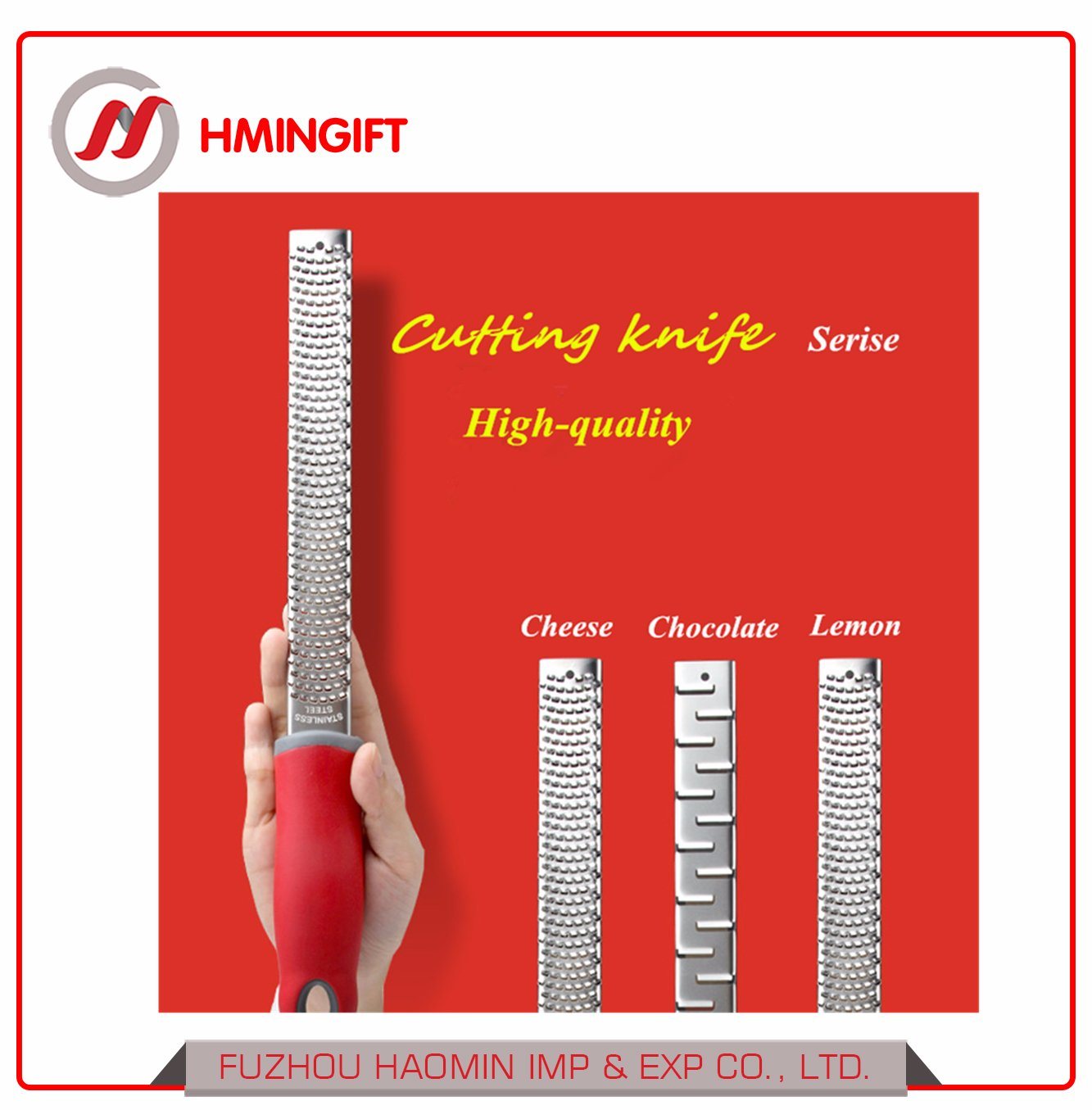 High Quality Stainless Steel Plastic Red Handle Butter Spread Knife, Multi-Function Cheese Lemon Chocolate Knife