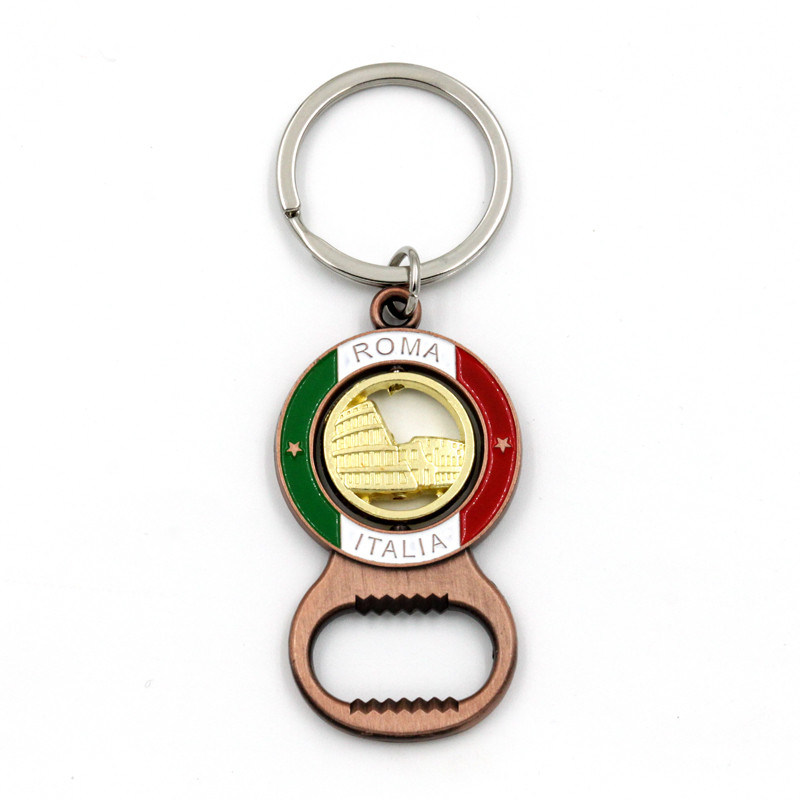 Custom Logo Promotional Gift Customized Antique Zinc Alloy Metal Magnetic Beer Bottle Opener with Souvenir Keychain Keyring