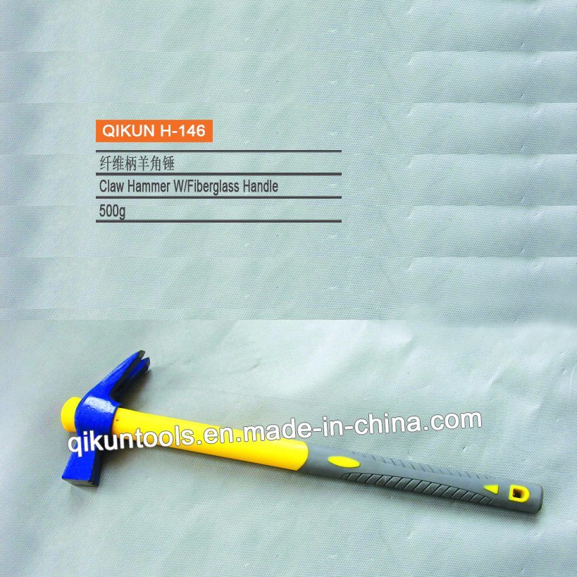 Hardware Construction Hand Tools Fiberglass Handle Painted Claw Hammer