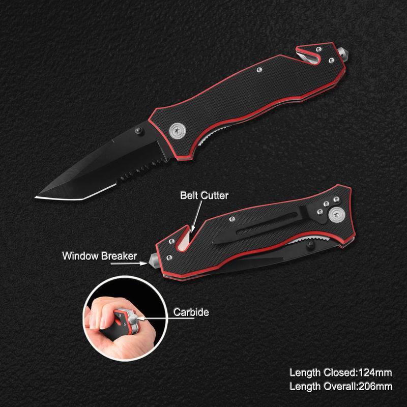 Survival Knife with Carbide Window Breaker with G10 Handle (#3332-G10-CBD)