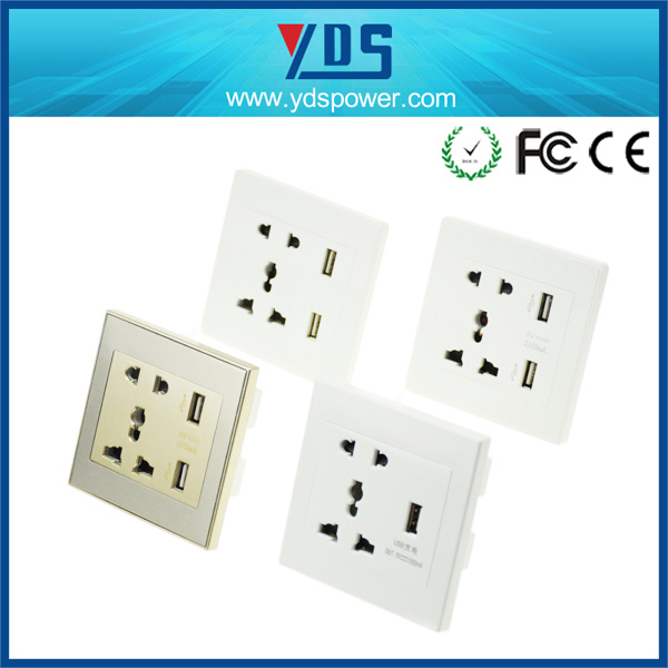 16A Input USB Wall Socket with Self Grounding, Electric Socket
