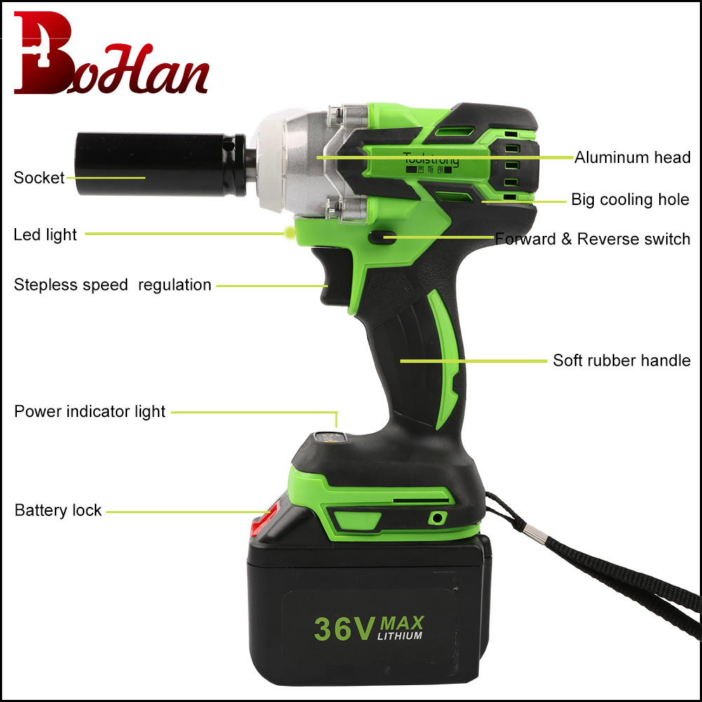 2017 Hot Selling Cordless Brushless Impact Wrench 17/18/19/21/22mm