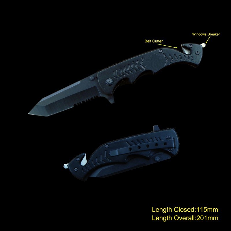 Survival Knife with Window Breaker & Belt Cutter (#3568)