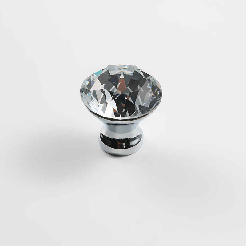Zinc Alloy Glass Diamond Cabinet Handle / Furniture Hardware