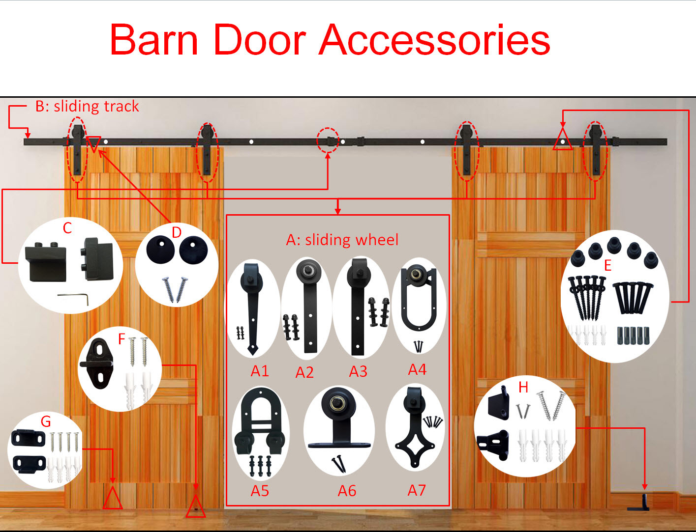Hardware Slidinging Barn Door Accessories