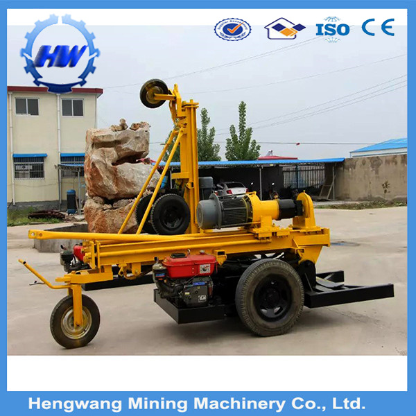 Wheels Rock pneumatic Drilling Rig Machine with Air Compressor