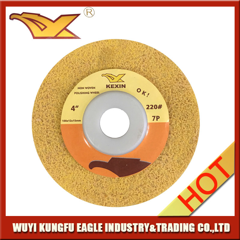 Kexin 4 Inch Non-Woven Polishing Wheel (Yellow, 220 #)