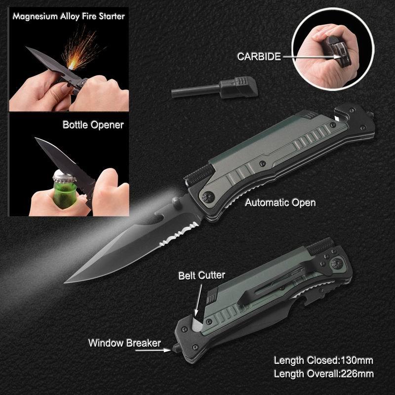 Survival Knife with LED Flashlight (#31010AT-CBD)