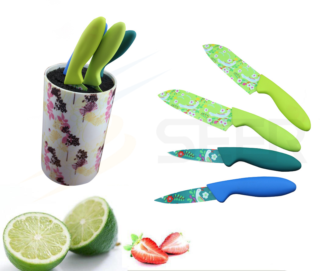 4PCS Colorful Plastic Handle Kitchen Knife Set (SE-3557)