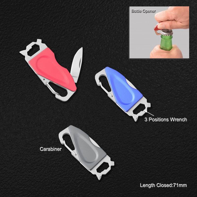 Multi Function Knife with Bottle Opener and Carabiner (#6230)
