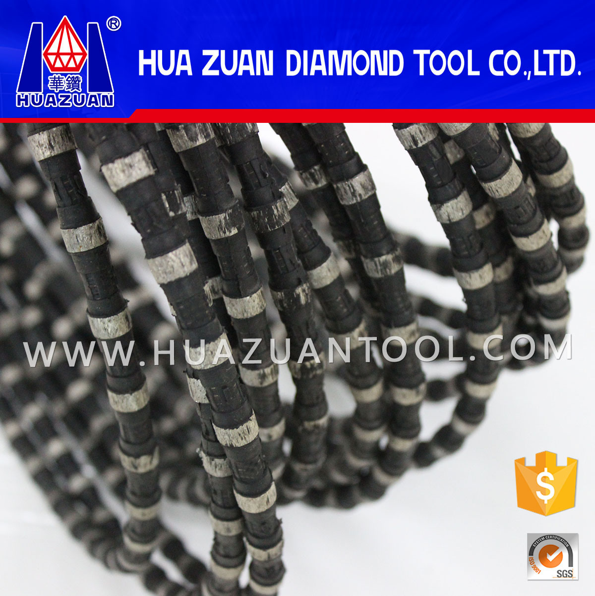 New Black Rubber Diamond Wire for Quarry