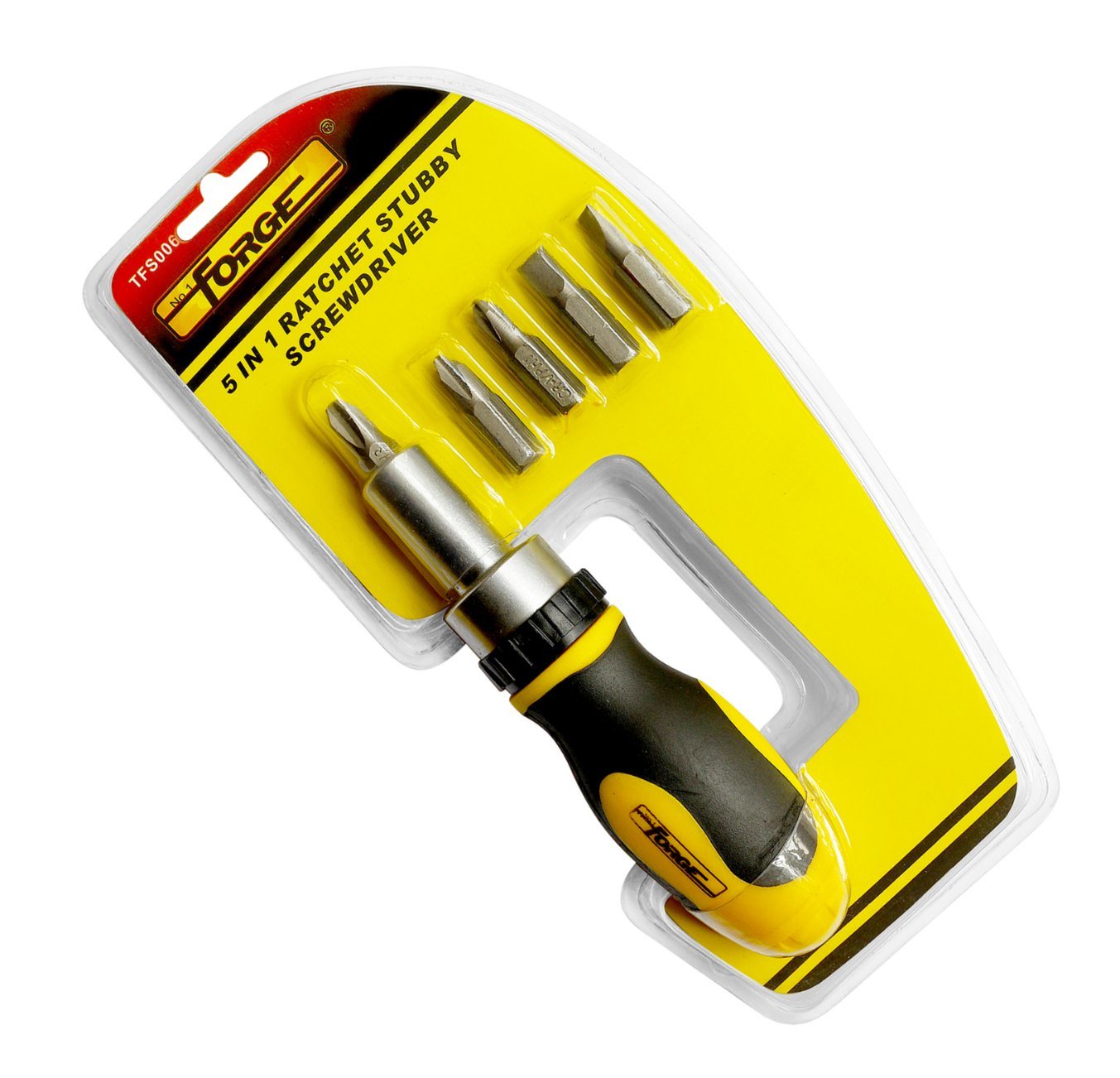 Hand Tools 5 in 1 Cr-V Steel Stubby Ratchet Screwdriver Set