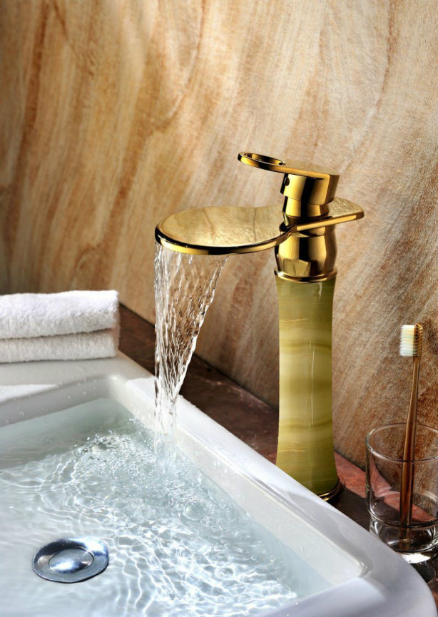 Luxury Single Handle Brass Bathroom Marble Basin Mixer Faucet (ZF-H-002B)