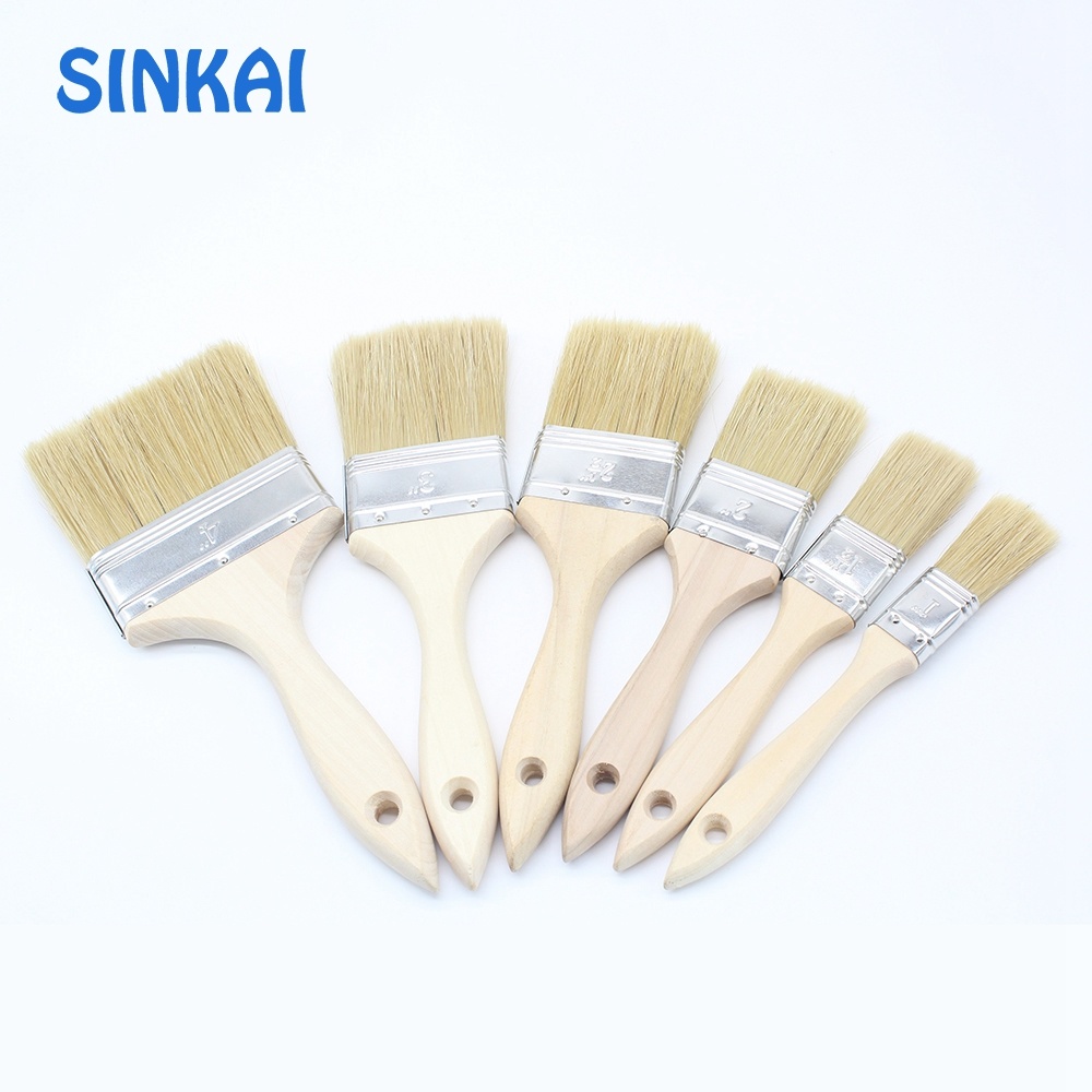 Colorful Varnished Plastic Handle Synthetic Fibre Paint Brushes