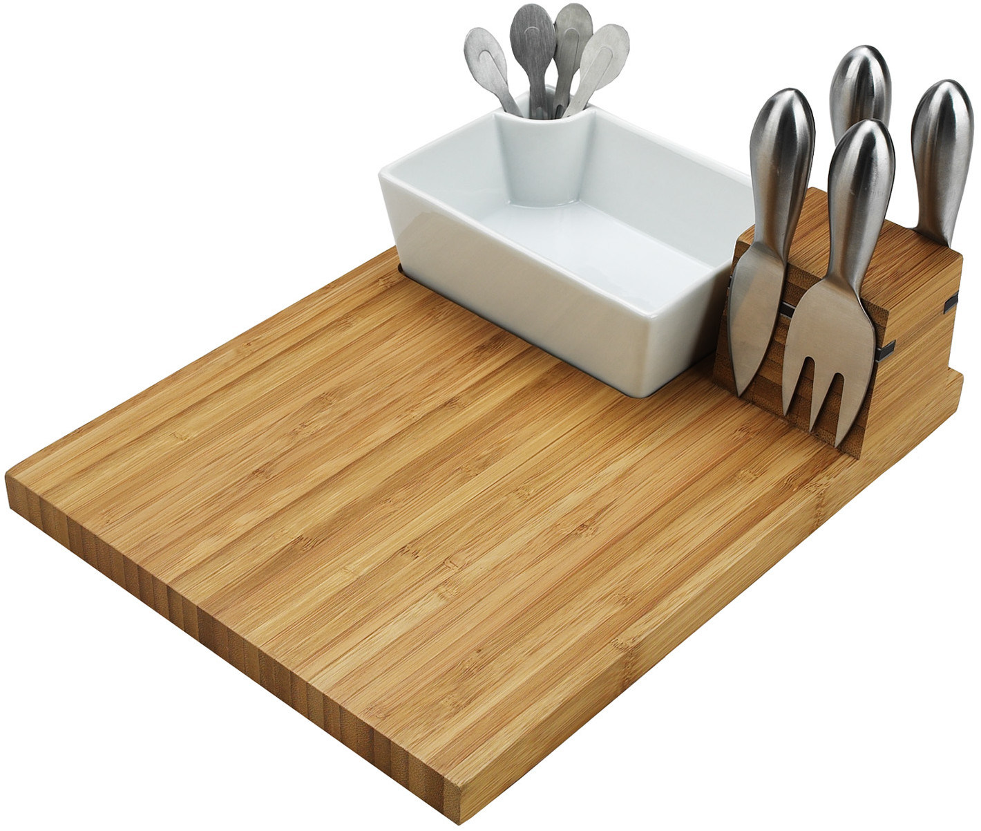 Bamboo Cheese Board Set with Knives and Tray