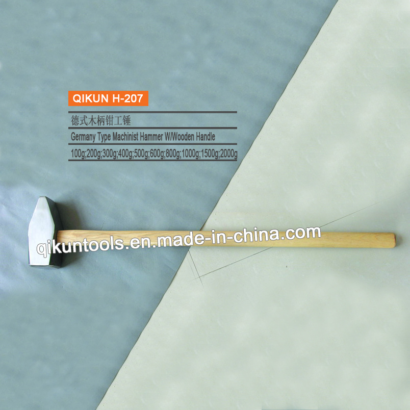 H-207 Construction Hardware Hand Tools Germany Type Machinist's Hammer with Wooden Handle