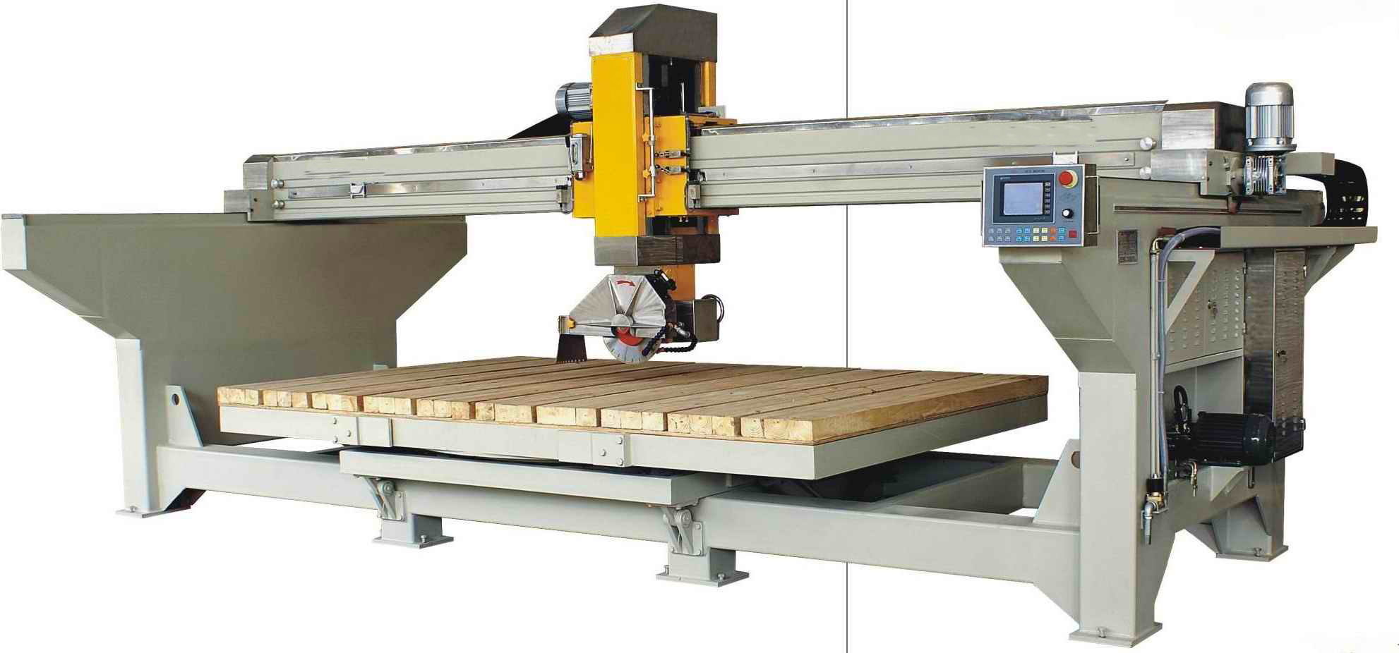 Automatic Bridge Saw with 45 Degree Table Tilting