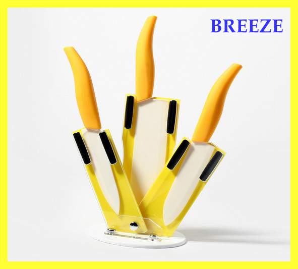 Yellow 4 PCS Bread Ceramic Knife Sets for Gift