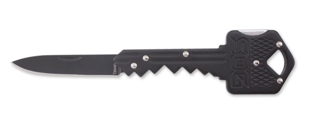 Sog Specialty Key Knives Straight Edge Hard Cased Black Finish Folding Knife