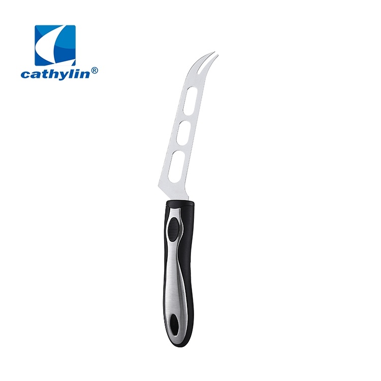 High Quality Stainless Steel Plastic Handle Cheese Knife with Holes