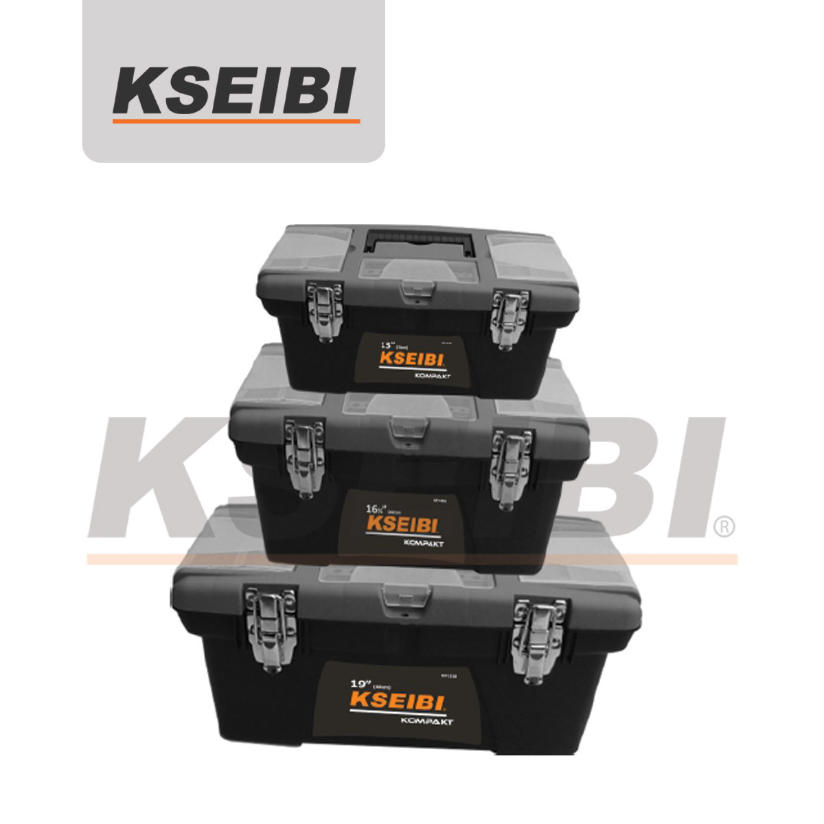 Durable 3-PC Plastic Tool Box Set with Steel Lock -Kseibi