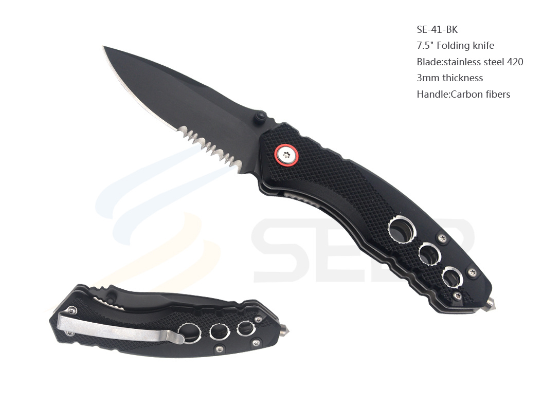 420 Stainless Steel Folding Knife (SE-41-BK)