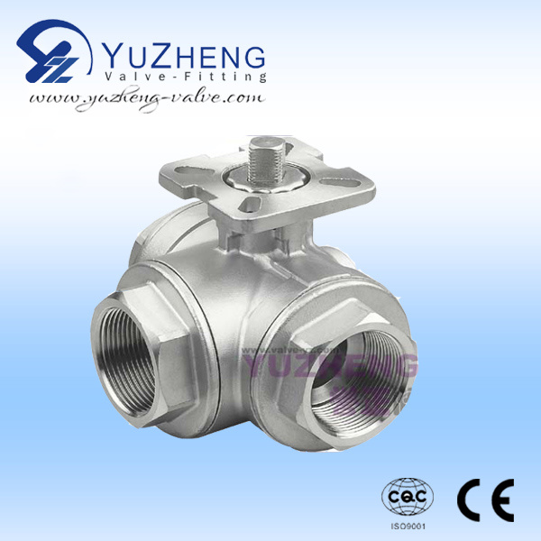 Stainless Steel 3 Way Ball Valve with ISO5211 Pad (Q11F)