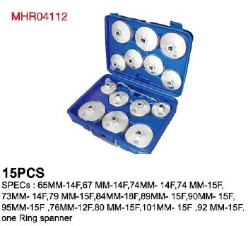 15 PCS Cap Type Aluminium Oil Filter Wrench Set (MHR040112)