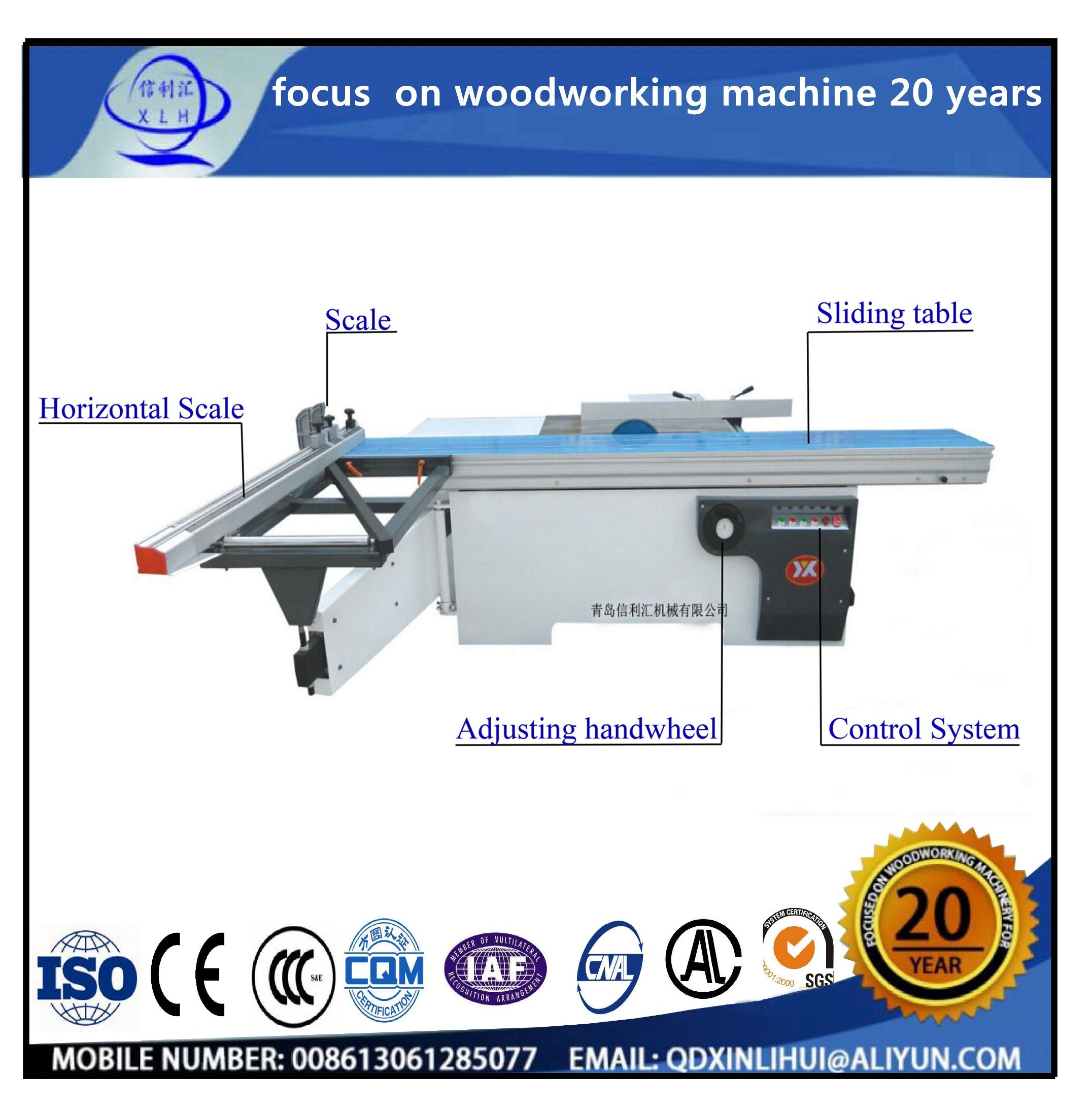 Timber Cutting Saw/Sliding Table Panel Saw with Scoring Saw for Woodwork with Discount