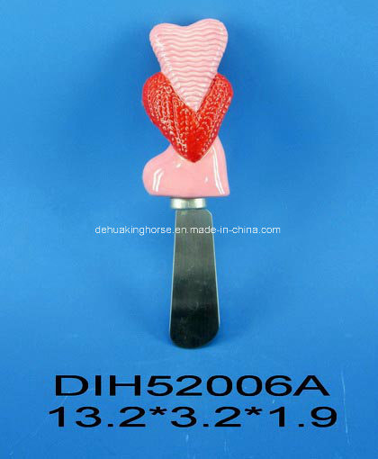 Stainless Steel Cheese Knife with Ceramic Handle for Valentine's Day Decoration