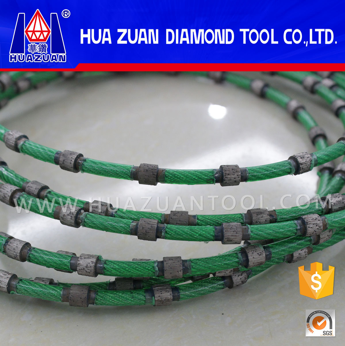 8.8mm 9.0mm Closed Diamond Wire Saw for Granite Marble